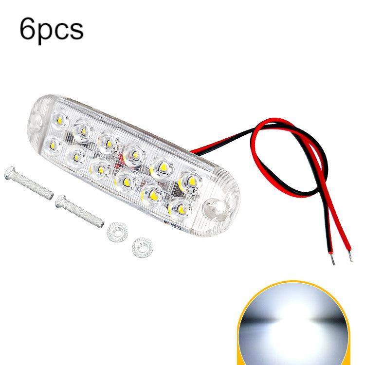6pcs 12-Bead LED Flashing Warning Lights Motorcycle RV Signal Lights, White Light, Yellow Light, Red Light, Blue Light, Green Light