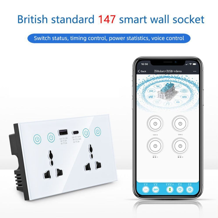 Graffiti 智能插座帶開關 USB+Type-C 雙端口遠程控制插座，英國插頭，白色 WiFi，黑色 WiFi，白色 ZigBee，黑色 ZigBee