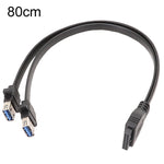 主機板 USB3.0 面板線前置 19針至雙埠 A 母數據扁平線, 30cm, 50cm, 80cm