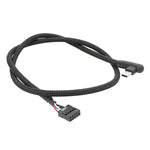 主機板 USB 9針至 Type-C 彎頭數據線編織網線, 60cm 彎頭