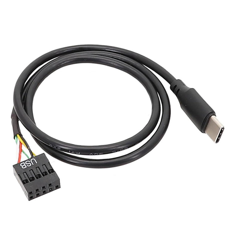 主機板 USB 9針至 Type-C 直頭數據雙層屏蔽線, 50cm 直頭