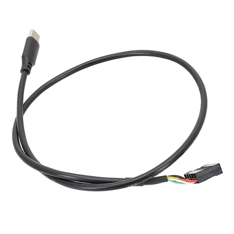 主機板 USB 9針至 Type-C 直頭數據雙層屏蔽線, 50cm 直頭