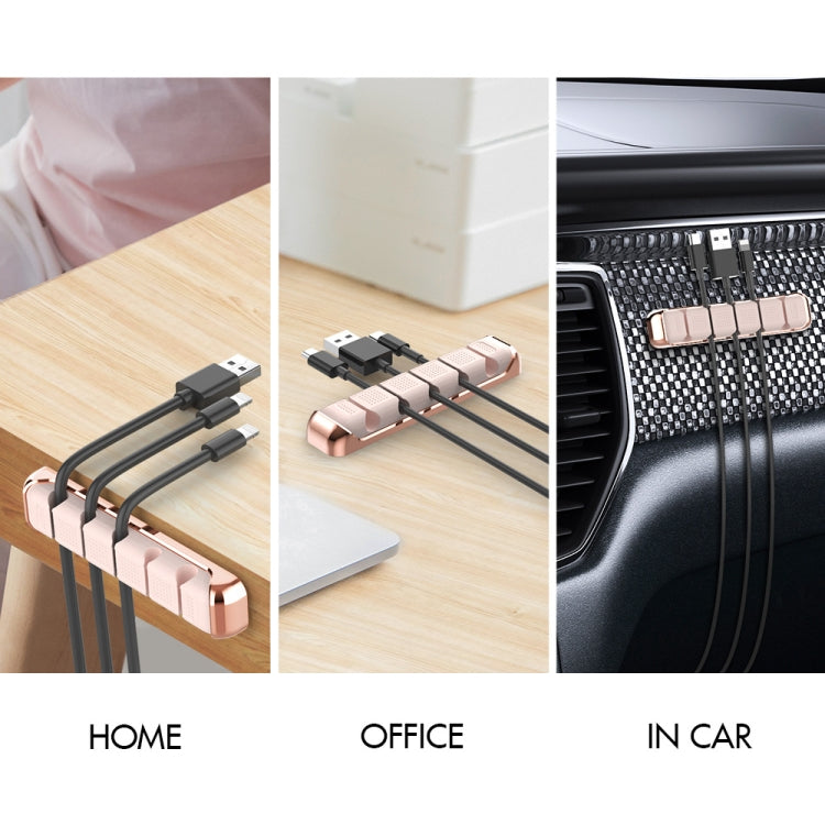 AhaStyle PT125 Aluminum Alloy + Silicone 5 Holes Position Cable Holder Desktop Data Cable Clip
