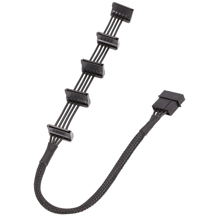 18AWG 大型 4針套管格狀 1 對 5 SATA 硬碟籠線, 40cm 4針 1 對 5