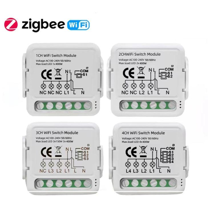 智慧開關模組，適用 Alexa／Google Home／Tuya 智慧生活 APP，1 路 WiFi，2 路 WiFi，3 路 WiFi，4 路 WiFi，1 路 Zigbee，2 路 Zigbee，3 路 Zigbee，4 路 Zigbee