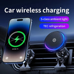15W Car Wireless Charger Semiconductor Heat Dissipation Mobile Phone Holder RGB Light, X82