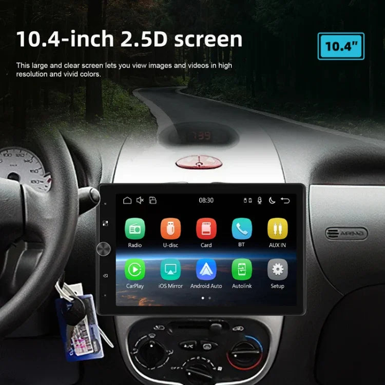 10.4 吋 MP5 單把垂直螢幕手動旋轉安卓導航，附無線 Carplay 倒車攝影