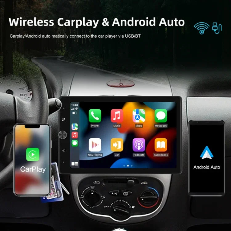 10.4 吋 MP5 單把垂直螢幕手動旋轉安卓導航，附無線 Carplay 倒車攝影