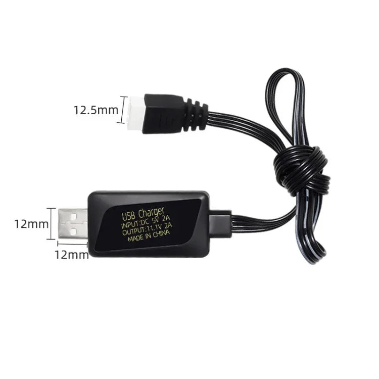11.1V 2A 3S 鋰電池 USB 充電器帶燈，4 針插頭
