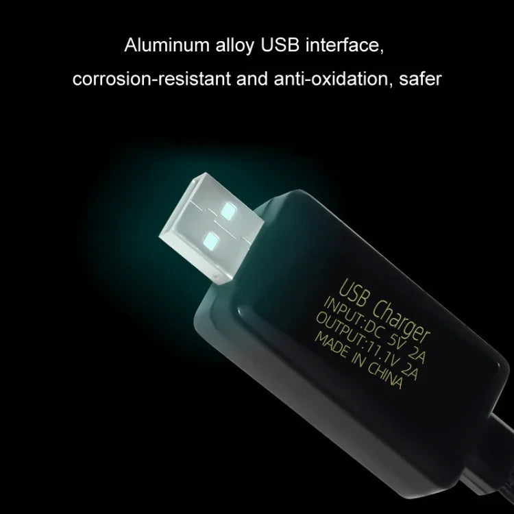 11.1V 2A 3S 鋰電池 USB 充電器帶燈，4 針插頭