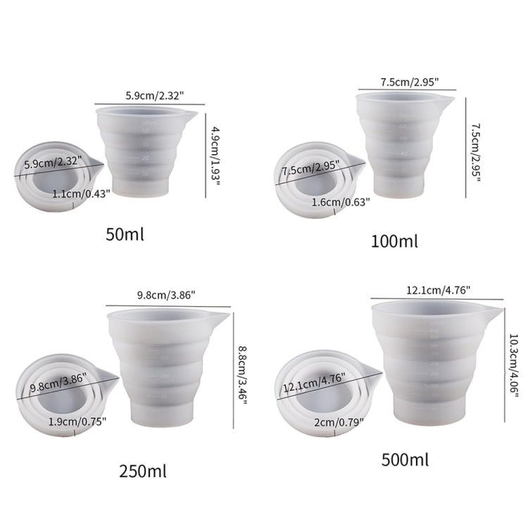 折疊DIY環氧樹脂量杯矽膠模具 蠟燭石膏膠水混合杯，5個50ml，5個100ml，2個250ml，2個500ml