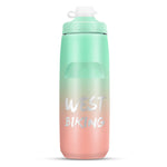 WEST BIKING 750ML 自行車水壺 便攜戶外騎行水杯，白粉漸變，黑灰漸變，藍色漸變，深綠漸變，綠粉漸變，黃綠漸變，黑綠漸變，黑紅漸變