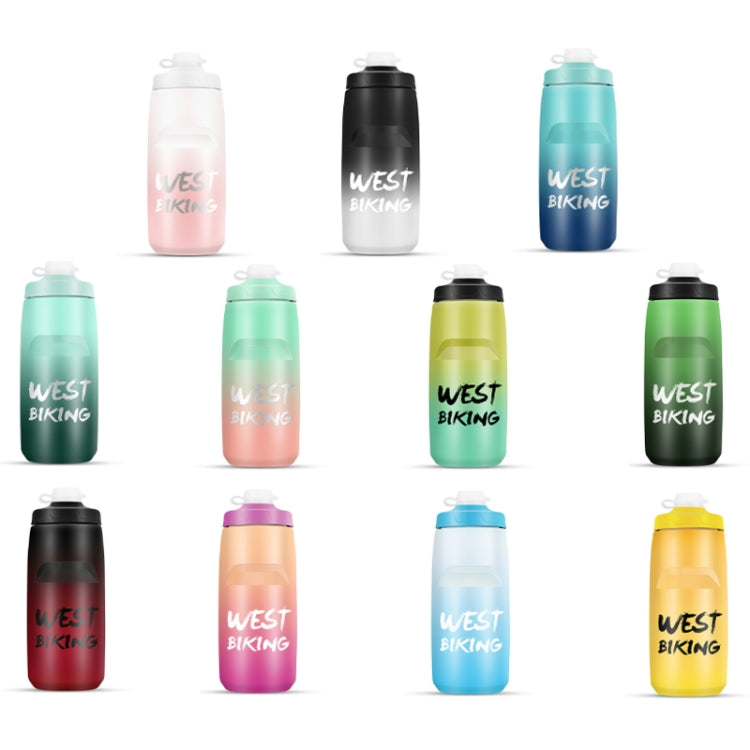 WEST BIKING 620ML 自行車水壺 便攜戶外騎行水杯，白粉漸變，黑灰漸變，藍色漸變，深綠漸變，綠粉漸變，黃綠漸變，黑綠漸變，黑紅漸變
