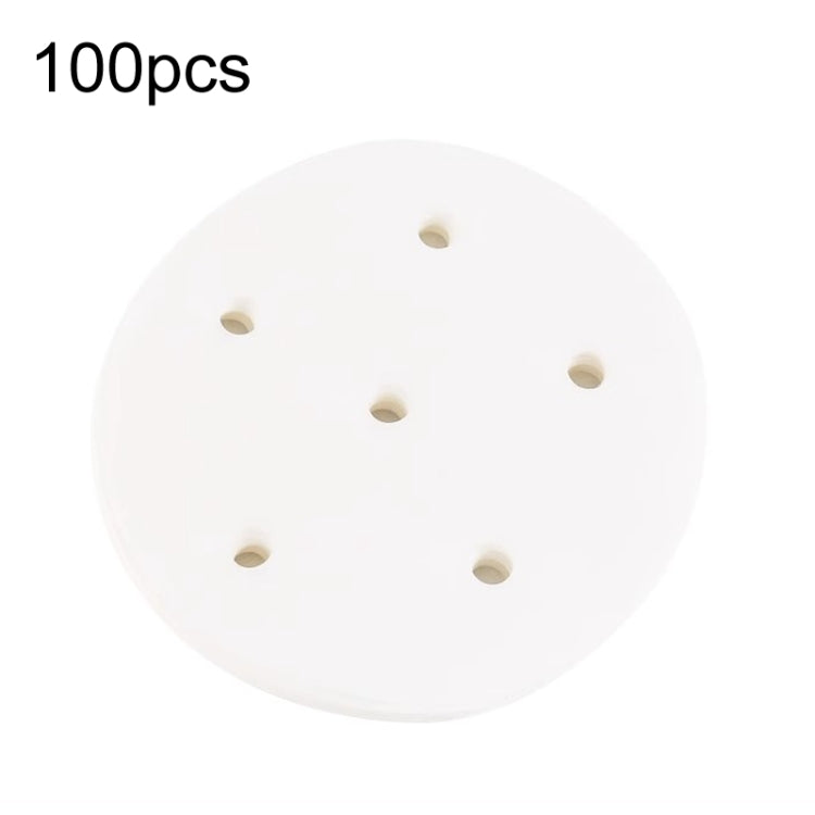 100片食品級一次性圓形不沾蒸籠紙 打孔包子蒸籠墊，7.6cm