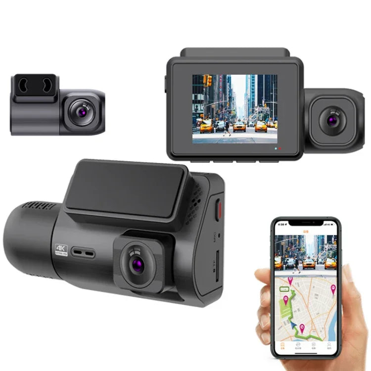M700A三通道車載記錄器4K UHD前+1080P內+2K後+GPS+WiFi行車記錄器，M700A