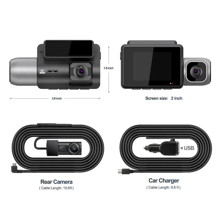 M700A三通道車載記錄器4K UHD前+1080P內+2K後+GPS+WiFi行車記錄器，M700A