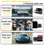 M700A三通道車載記錄器4K UHD前+1080P內+2K後+GPS+WiFi行車記錄器，M700A