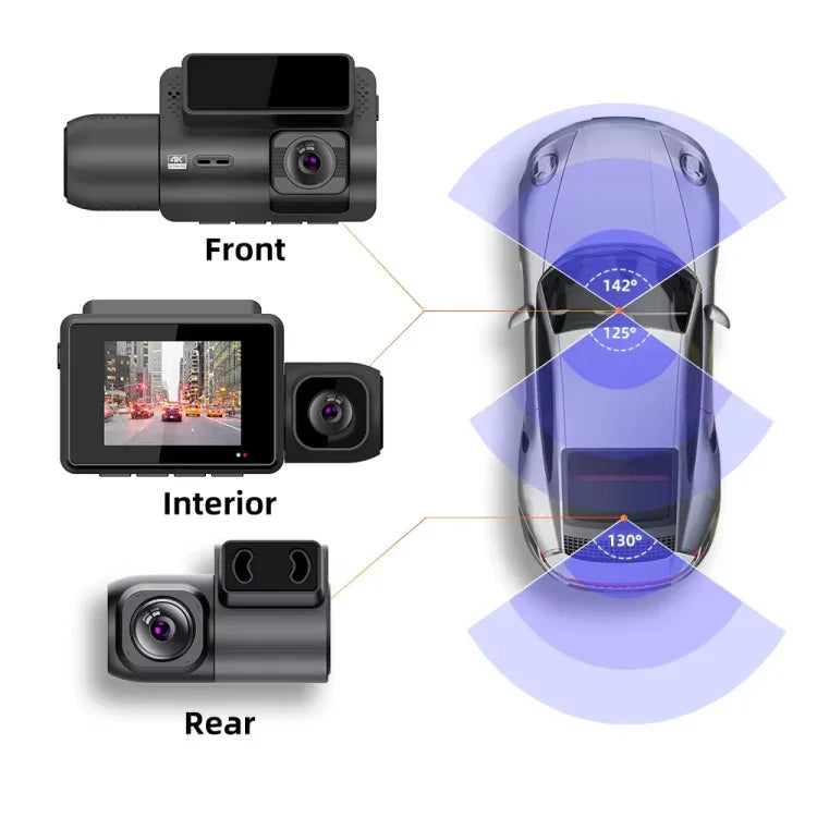 M700A三通道車載記錄器4K UHD前+1080P內+2K後+GPS+WiFi行車記錄器，M700A