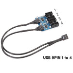 主機板 9針 USB2.0 1 進 4 延長線 帶晶片 支援多介面共用, 1 進 4