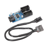 主機板 9針 USB2.0 1 進 2 延長線 帶晶片 支援多介面共用, 1 進 2