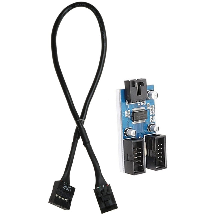 主機板 9針 USB2.0 1 進 2 延長線 帶晶片 支援多介面共用, 1 進 2