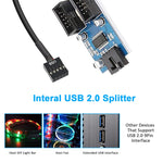 主機板 9針 USB2.0 1 進 2 延長線 帶晶片 支援多介面共用, 1 進 2