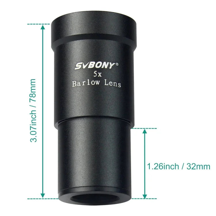 SVBONY F9102A 1.25吋5倍增倍器天文望遠鏡配件，F9102A