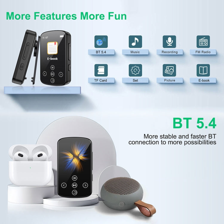 MP3藍牙音樂播放器 HIFI運動夾式觸控螢幕MP4，無TF卡，8GB，16GB，32GB，64GB，128GB