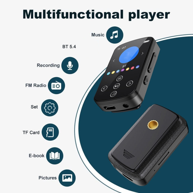 MP3藍牙音樂播放器 HIFI運動夾式觸控螢幕MP4，無TF卡，8GB，16GB，32GB，64GB，128GB
