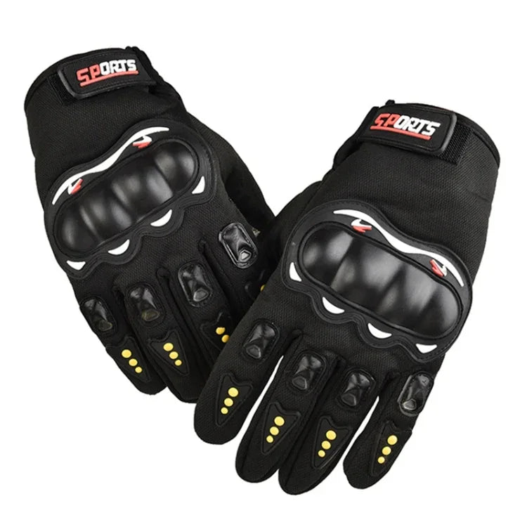 Motorcycle Gloves Men Riding Racing Anti-Slip Hard Shell Outdoor Full Finger Touchscreen Gloves, Average