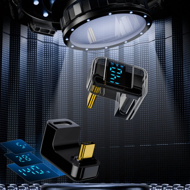 Type-C 數位顯示 U 型轉接頭 180度彎頭 140W 4.0 轉接器, 180度彎頭