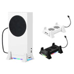 適用於 XBOX Series S 主機底座散熱風扇，內建 LED 燈條，底座散熱風扇白色，底座散熱風扇黑色