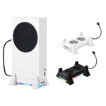 適用於 XBOX Series S 主機底座散熱風扇，內建 LED 燈條，底座散熱風扇白色，底座散熱風扇黑色