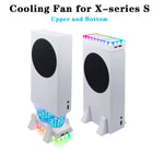 適用於 XBOX Series S 主機底座散熱風扇，內建 LED 燈條，底座散熱風扇白色，底座散熱風扇黑色