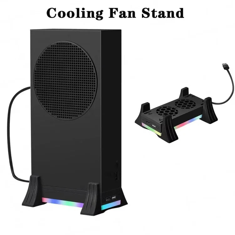 適用於 XBOX Series S 主機底座散熱風扇，內建 LED 燈條，底座散熱風扇白色，底座散熱風扇黑色