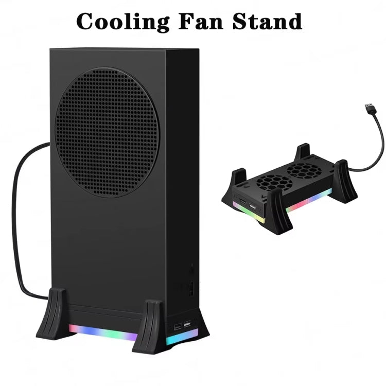 適用於 XBOX Series S 主機底座散熱風扇，內建 LED 燈條，底座散熱風扇白色，底座散熱風扇黑色