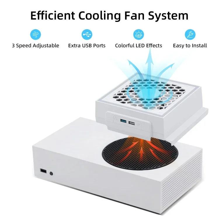 適用於 XBOX Series S 主機側置散熱風扇 RGB 彩色燈散熱器，適用於 XBOX Series S
