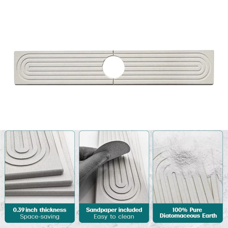 矽藻土吸水墊 快乾石材廚房浴室水龍頭水槽排水墊，40x10cm+10x10cm，60x10cm+10x10cm