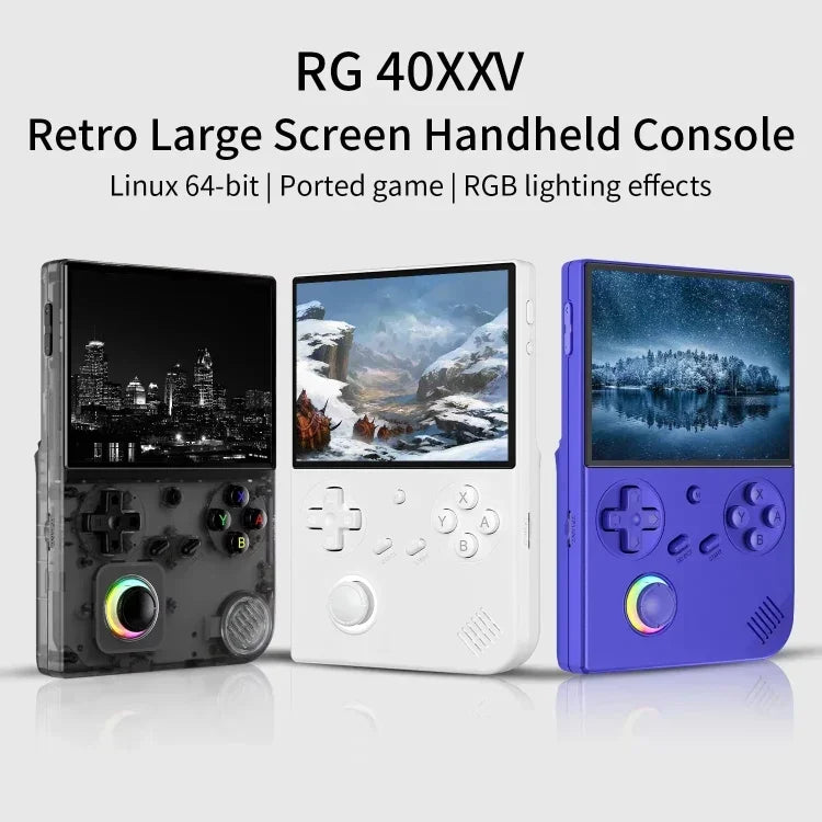 ANBERNIC RG40XXV 垂直高清螢幕搖桿遊戲主機，帶環境燈，便攜復古掌上主機，64GB，64GB+128GB，64GB+256GB