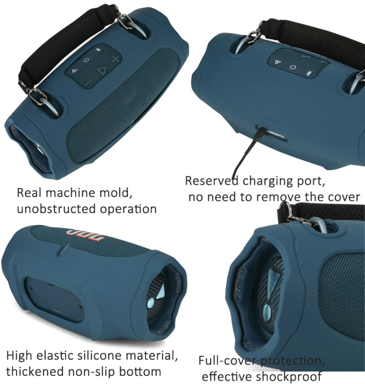 適用於JBL Xtreme 4喇叭矽膠保護套附減壓背帶便攜保護殼，附手柄黑色，附手柄藍色，附手柄綠色