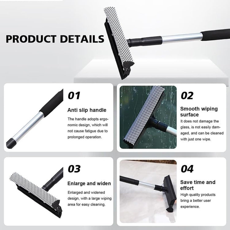 2合1家用雙面玻璃刮水器 洗車清潔工具，伸縮白色，伸縮黑色，伸縮黃色，直柄白色，直柄黃色，直柄黑色