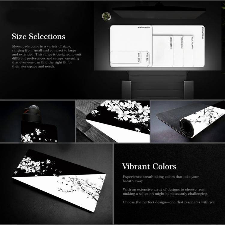 水墨櫻花橡膠防滑滑鼠墊桌墊，300x600x2mm，300x700x2mm，300x800x2mm，400x900x2mm