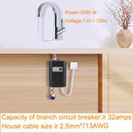 3000W小型無水箱電熱水器，適用廚房浴室，美規插頭，英規插頭，歐規插頭，澳規插頭
