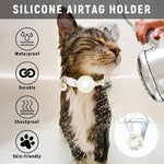 適用於 AirTag 第二代 / AirTag 第一代 追蹤器矽膠套 小雛菊寵物項圈 狗項圈附鈴鐺及前後保護膜