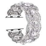 花瓣金屬鑽石手環錶帶，適用於 Apple Watch Series 9 / 8 / 7 / 6 / SE / 5 / 4 / 3，1215 銀色，1202 銀色，1215 黑色，1202 黑色，1215 玫瑰金，1202 玫瑰金，1202 玫瑰金紅色，1215 金色