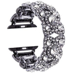 花瓣金屬鑽石手環錶帶，適用於 Apple Watch Series 9 / 8 / 7 / 6 / SE / 5 / 4 / 3，1215 銀色，1202 銀色，1215 黑色，1202 黑色，1215 玫瑰金，1202 玫瑰金，1202 玫瑰金紅色，1215 金色