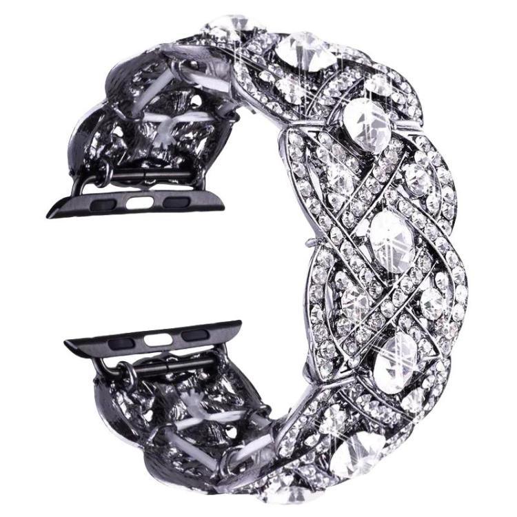 花瓣金屬鑽石手環錶帶，適用於 Apple Watch Series 9 / 8 / 7 / 6 / SE / 5 / 4 / 3，1215 銀色，1202 銀色，1215 黑色，1202 黑色，1215 玫瑰金，1202 玫瑰金，1202 玫瑰金紅色，1215 金色