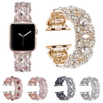 花瓣金屬鑽石手環錶帶，適用於 Apple Watch Series 9 / 8 / 7 / 6 / SE / 5 / 4 / 3，1215 銀色，1202 銀色，1215 黑色，1202 黑色，1215 玫瑰金，1202 玫瑰金，1202 玫瑰金紅色，1215 金色