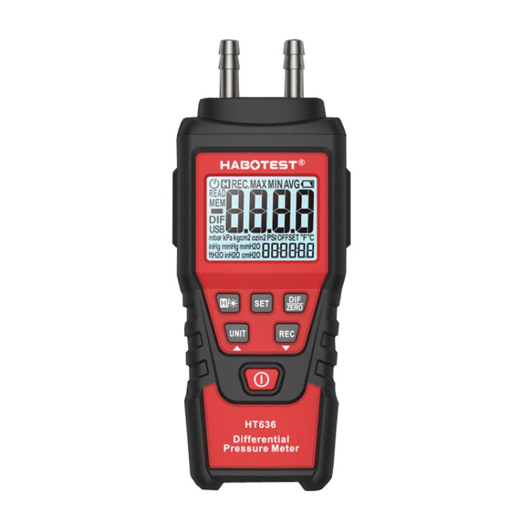 HABOTEST HT636 高精度差壓計數位微壓力測試器，HT636