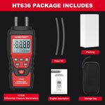 HABOTEST HT636 高精度差壓計數位微壓力測試器，HT636